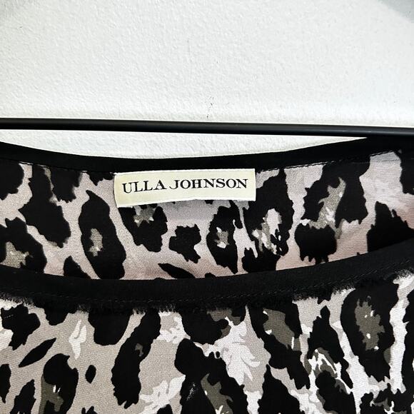 Ulla Johnson Leopard Print Silk Boat Neck Blouse Black Size 8 - Picture 7 of 7